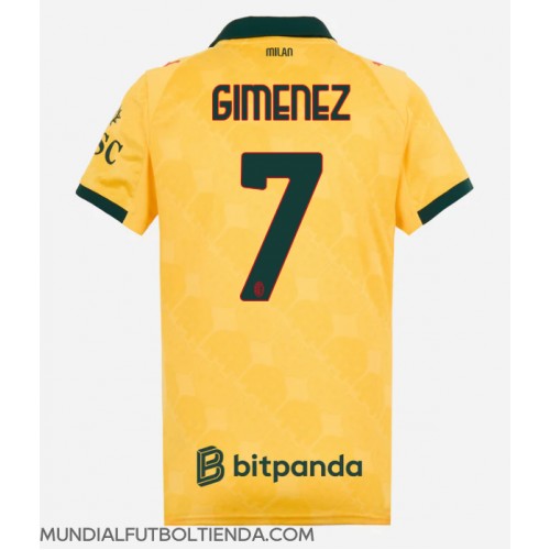 Camiseta AC Milan Santiago Gimenez #7 Tercera Equipación Replica 2025-26 para mujer mangas cortas